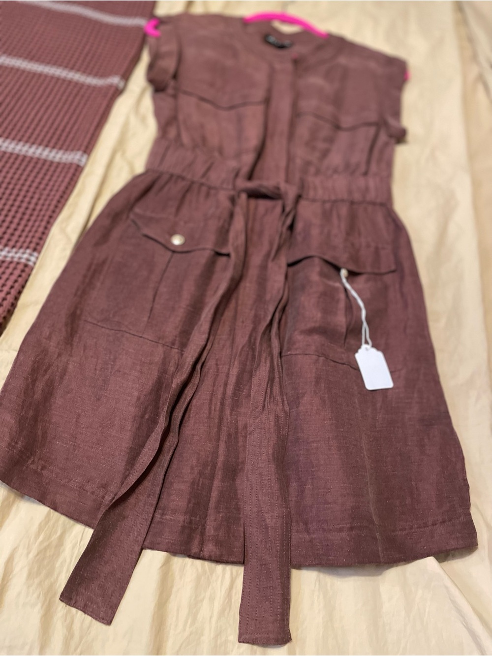 J. Crew Women’s Brown Waist-Tie Pocket Dress